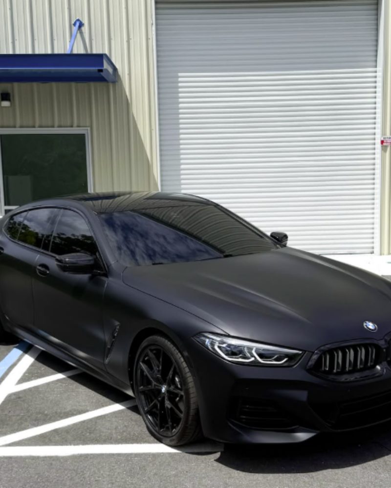 BMW 8 Series Gran Coupe in a matte black finish, by Kay Wrapz